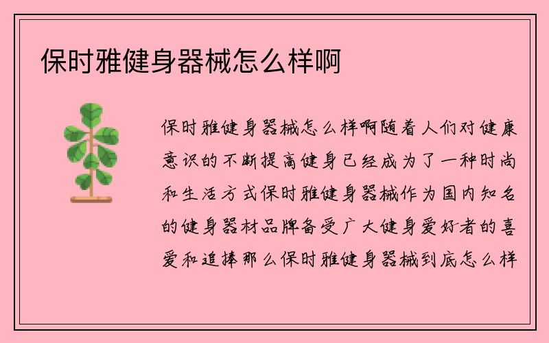 保时雅健身器械怎么样啊